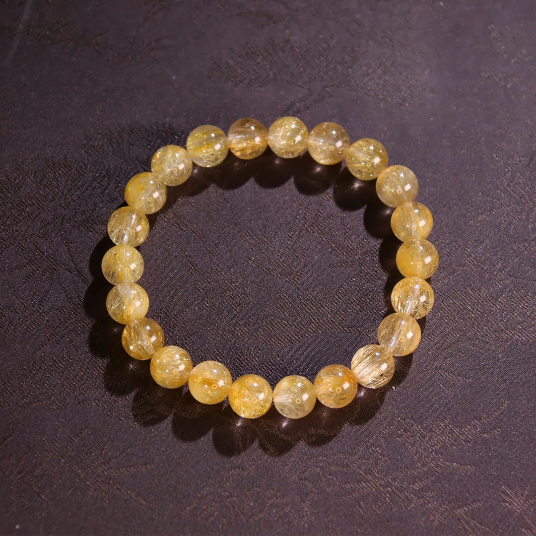 <素金>透体维纳斯金发晶发丝满卡8mm水晶手串+