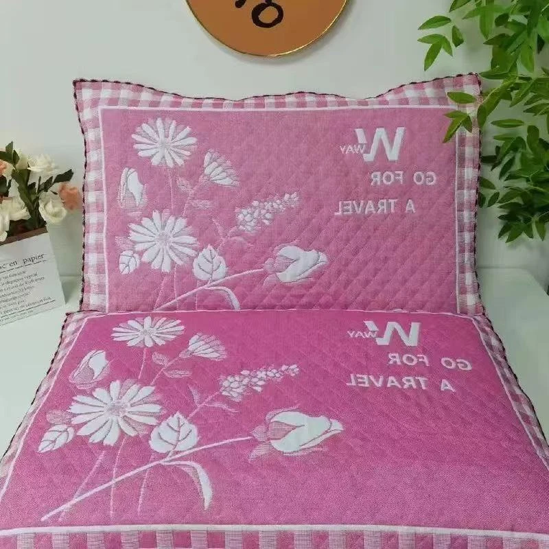 学生枕巾一对装花边三层纱布加厚耐脏柔软透气吸汗枕巾成人家用