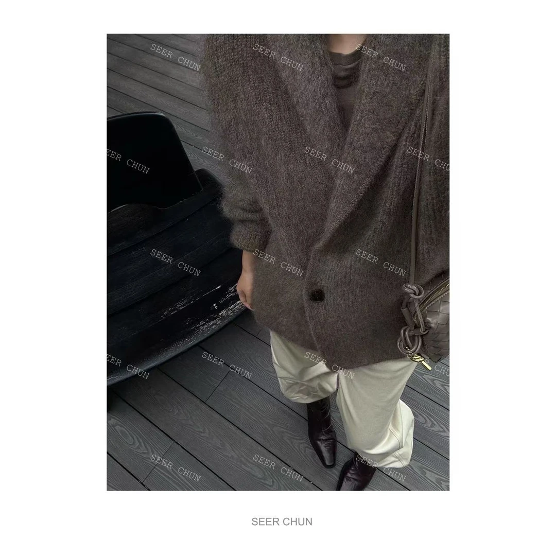 SEER CHUN“北欧中古”翻领马海毛开衫 60428