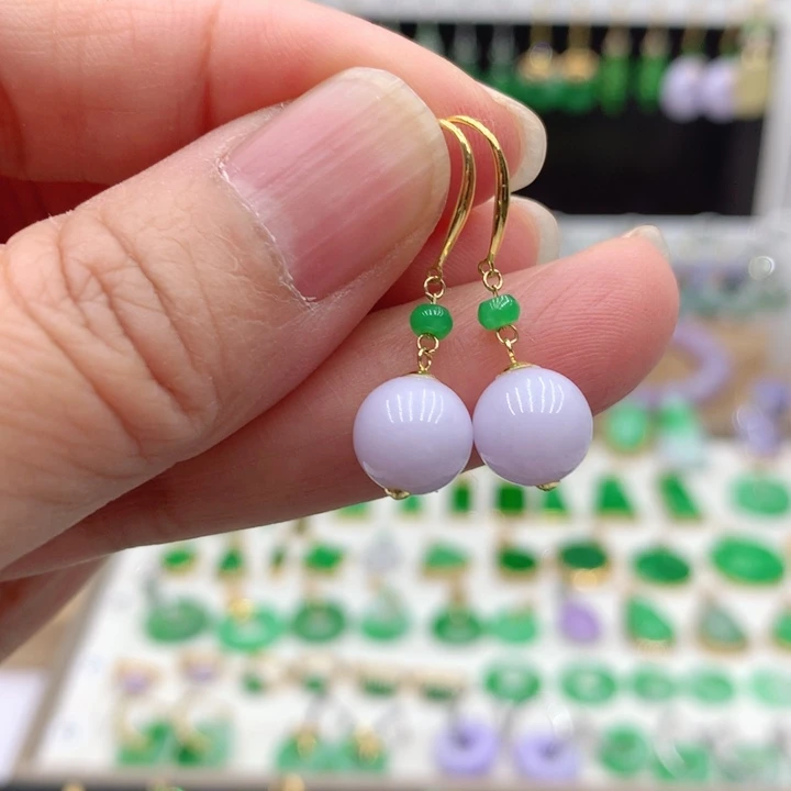 翡翠18K金镶嵌耳饰