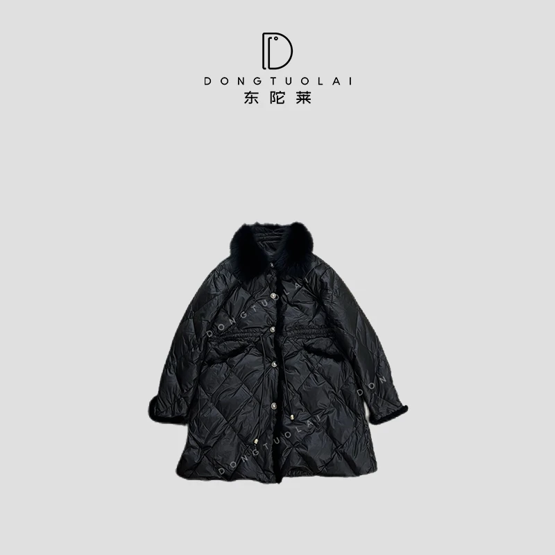 《心动时刻》羽绒服长款连帽舒适时尚休闲黑色秋冬保暖冬季百搭