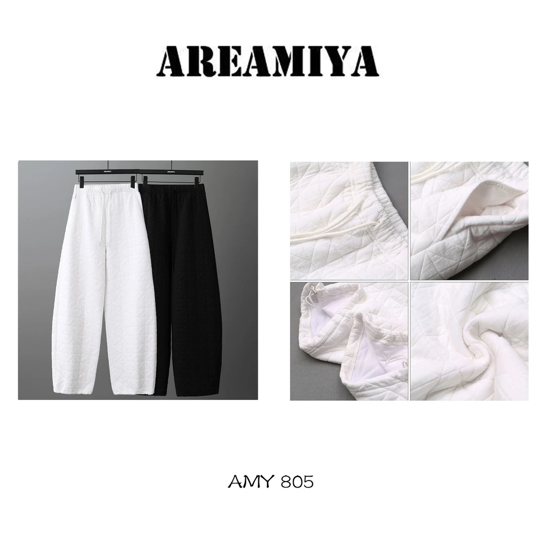 阿楠【半熟冬日】慵懒感菱形压格棉裤AMY805