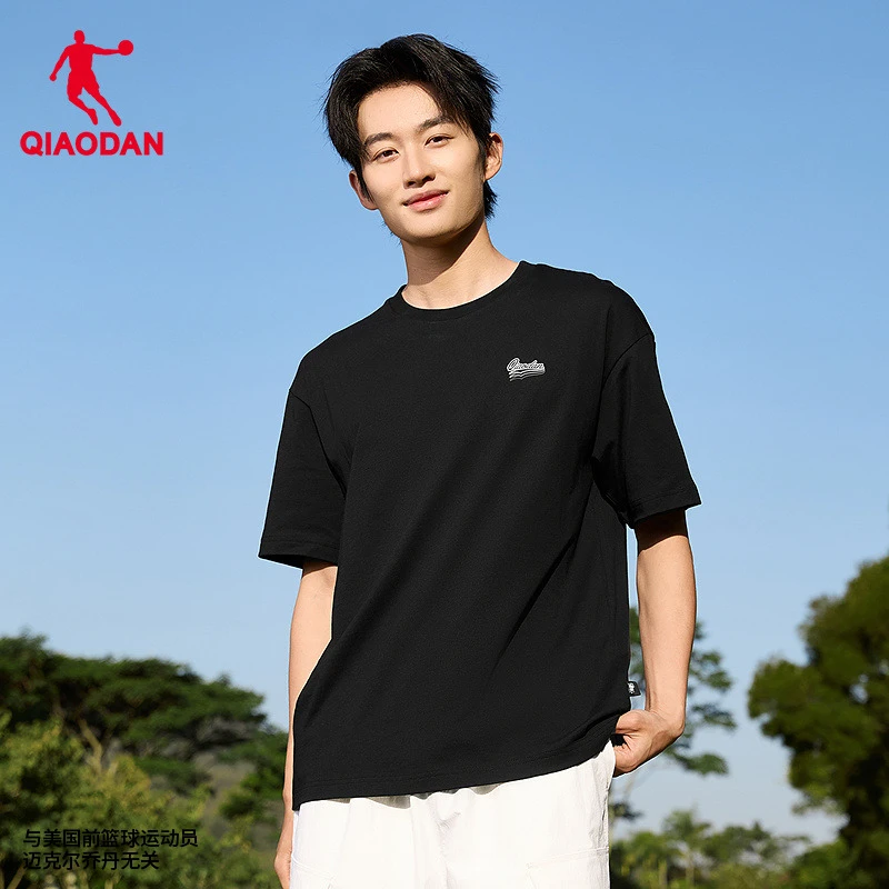 乔丹休闲短袖T恤衫男2025夏季新款男士纯色百搭纯棉宽松简约圆领t
