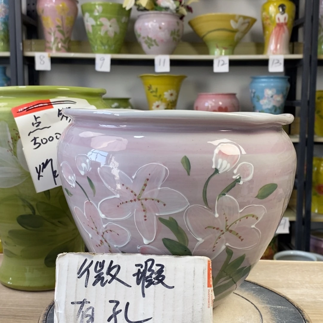景德镇手工手绘陶瓷花盆