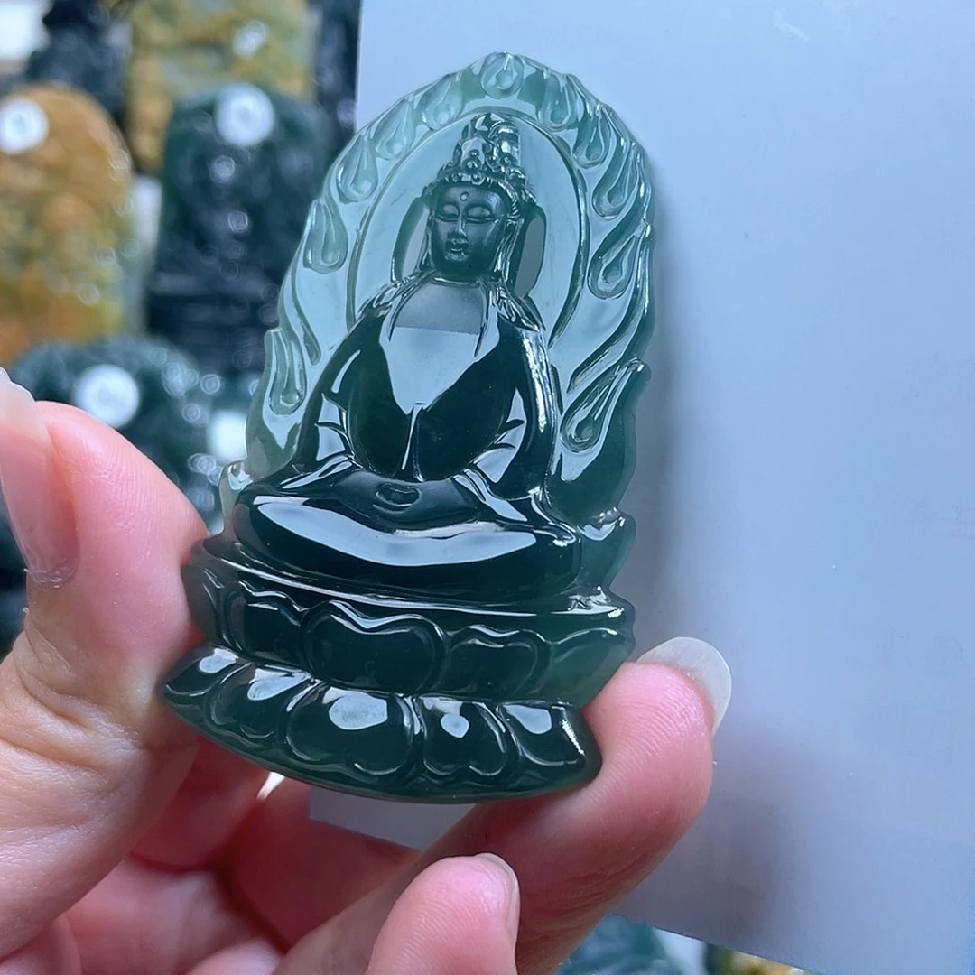 冰***茶翡翠未镶嵌颈饰翡翠