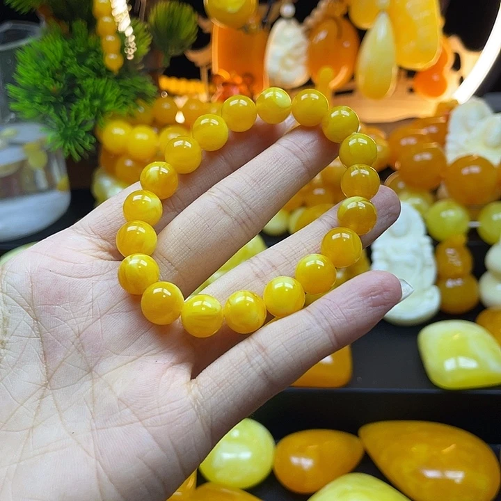 嘶***哒非金属老蜡手串全品无瑕