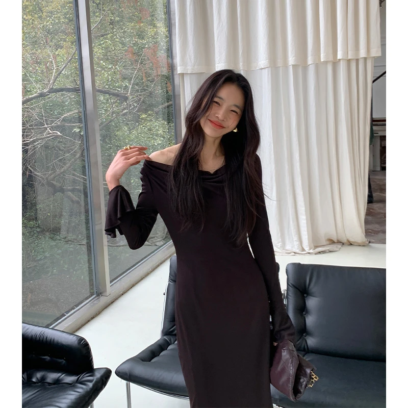 【AloneSavor】可豆女神（no退no换）收腰显瘦气质长袖修身长裙子W243