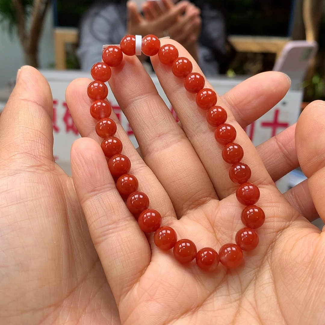 南红玛瑙南红6mm冰飘手串有瑕未镶嵌世***华