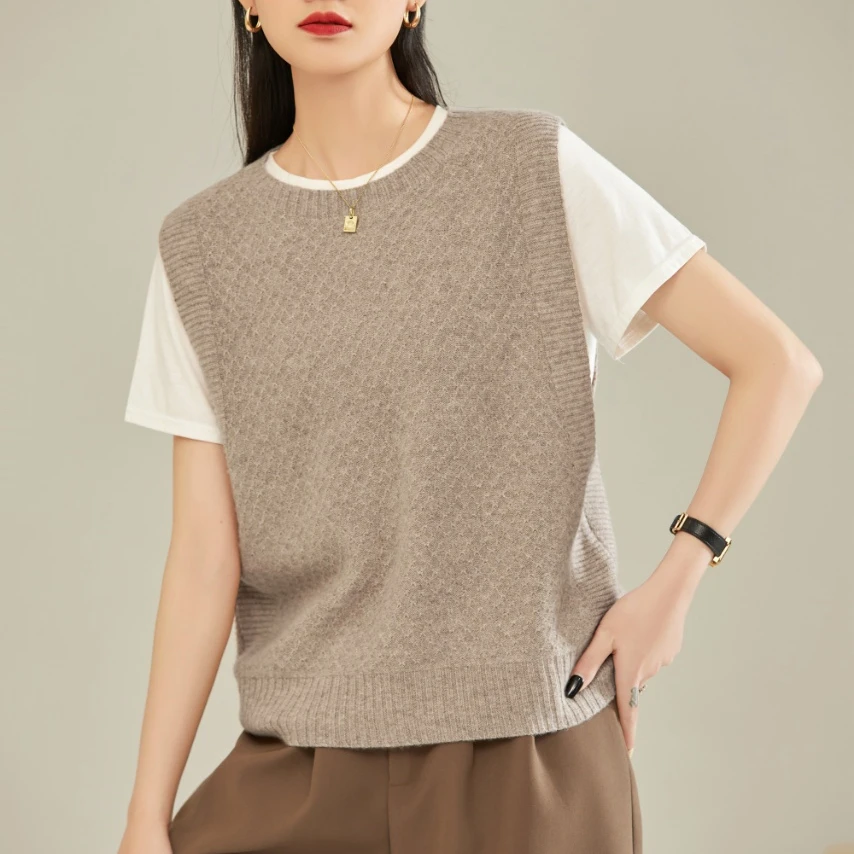 【葛先生】圆领羊毛针织打底衫无袖时尚百搭羊毛衫6603