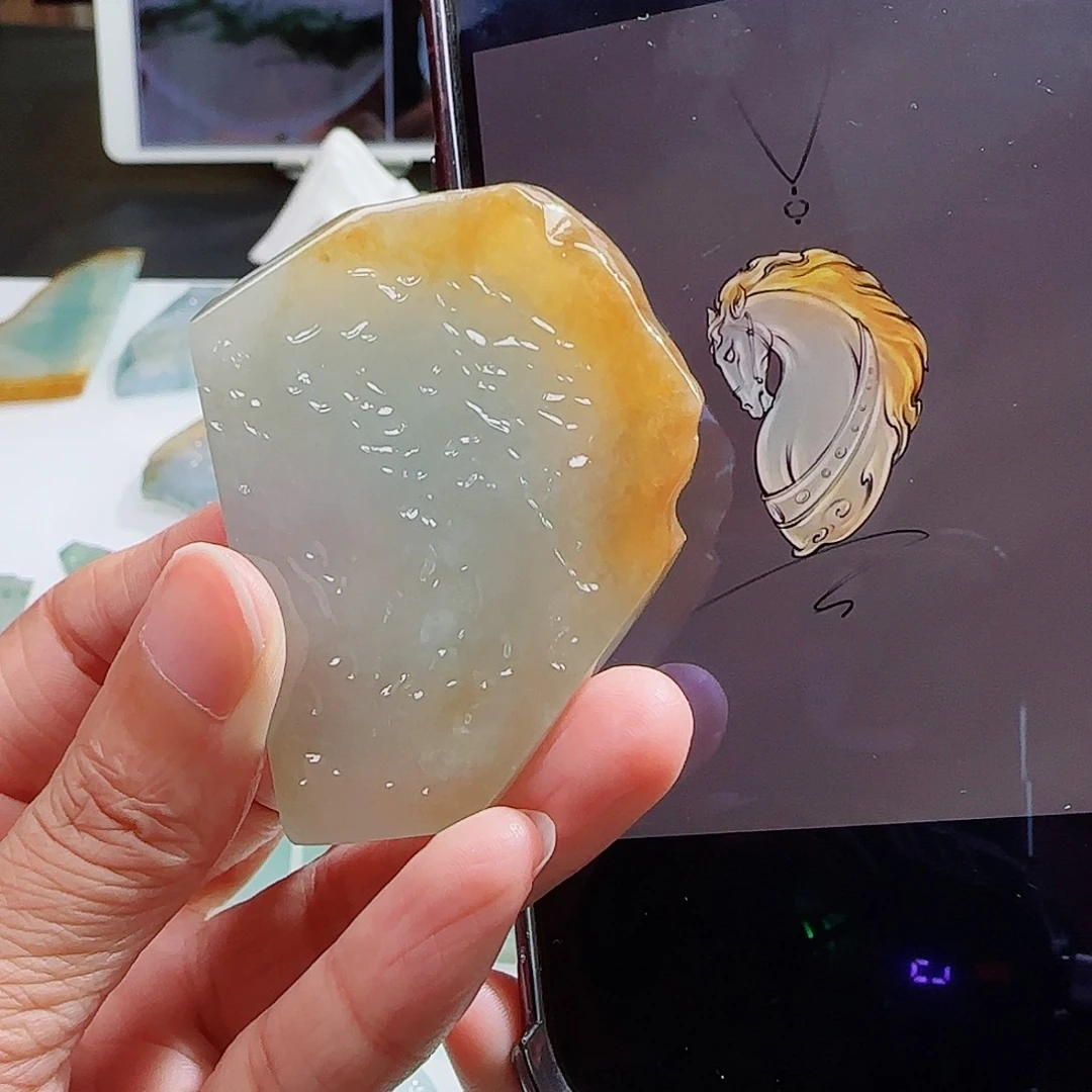 定制翡翠足银镶嵌缅甸翡翠挂件