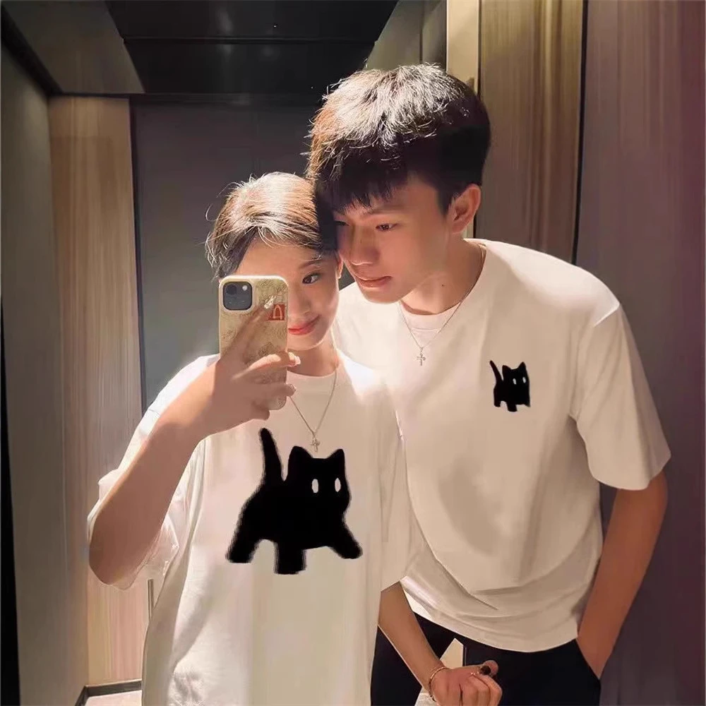 纯棉休闲夏季宽松潮流印花网红时尚百搭情侣装圆领恤夏季日