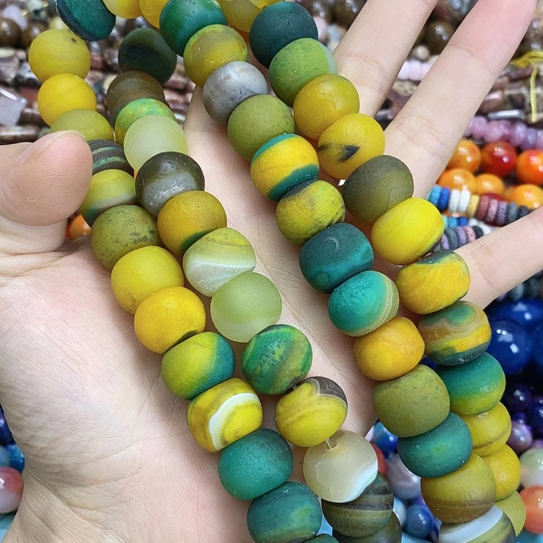玛瑙/玉髓未镶嵌珠宝半成品橘皮算盘随机一条装散珠