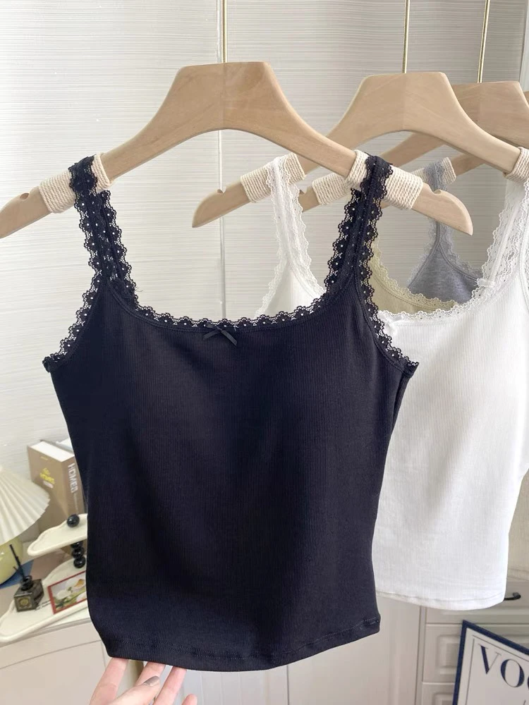 U型美背吊带文胸一体式内搭打底春夏带胸垫背心女外穿修身上衣