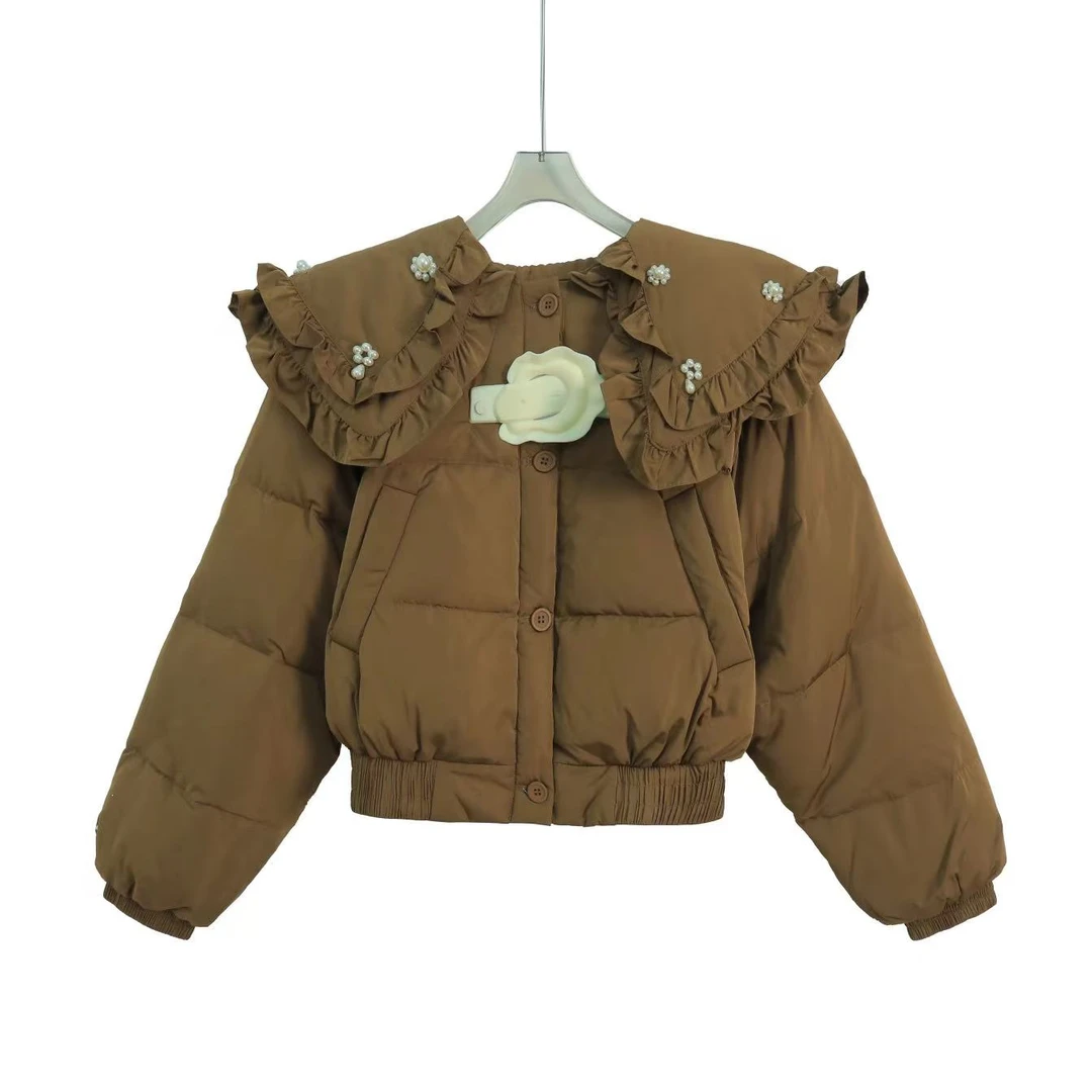 8075#大翻领减龄厚实蓬蓬面包羽绒服外套