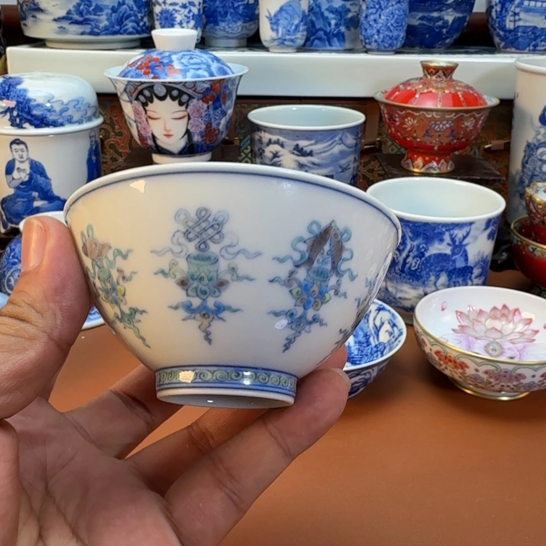 月***连杯子景德镇全手工手绘陶瓷