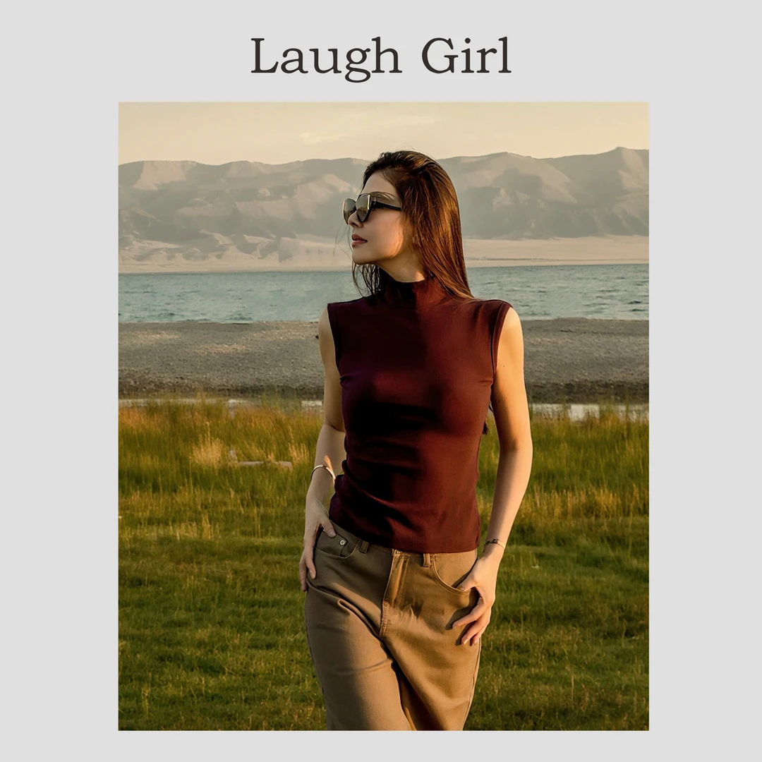 楚楚君 Laugh girl【精致贵气】纯欲慵懒风半高领无袖背心BL53598J