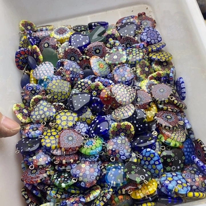 玛瑙/玉髓未镶嵌珠宝半成品十个千花琉璃桃心有孔