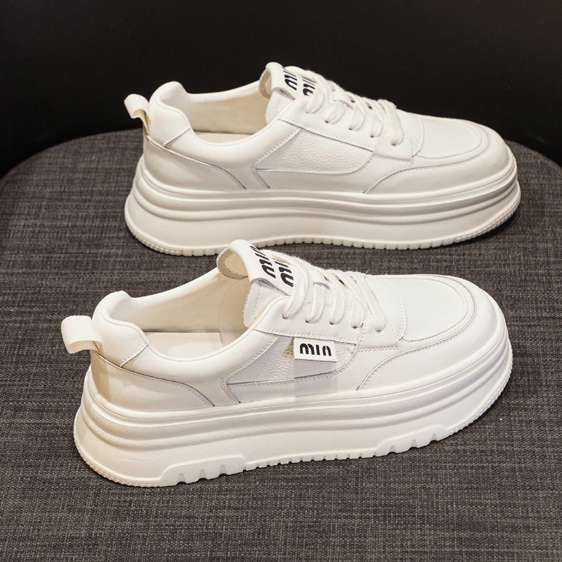 增高6CM小白鞋女2024新款秋冬加绒厚底女鞋轻便百搭软底松糕鞋