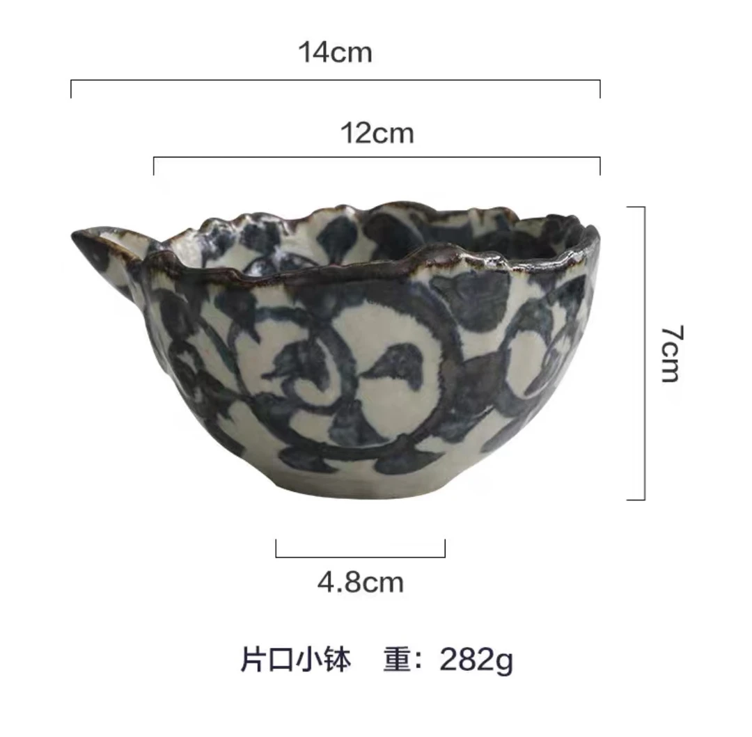 日本进口章鱼唐草12cm片口钵D991