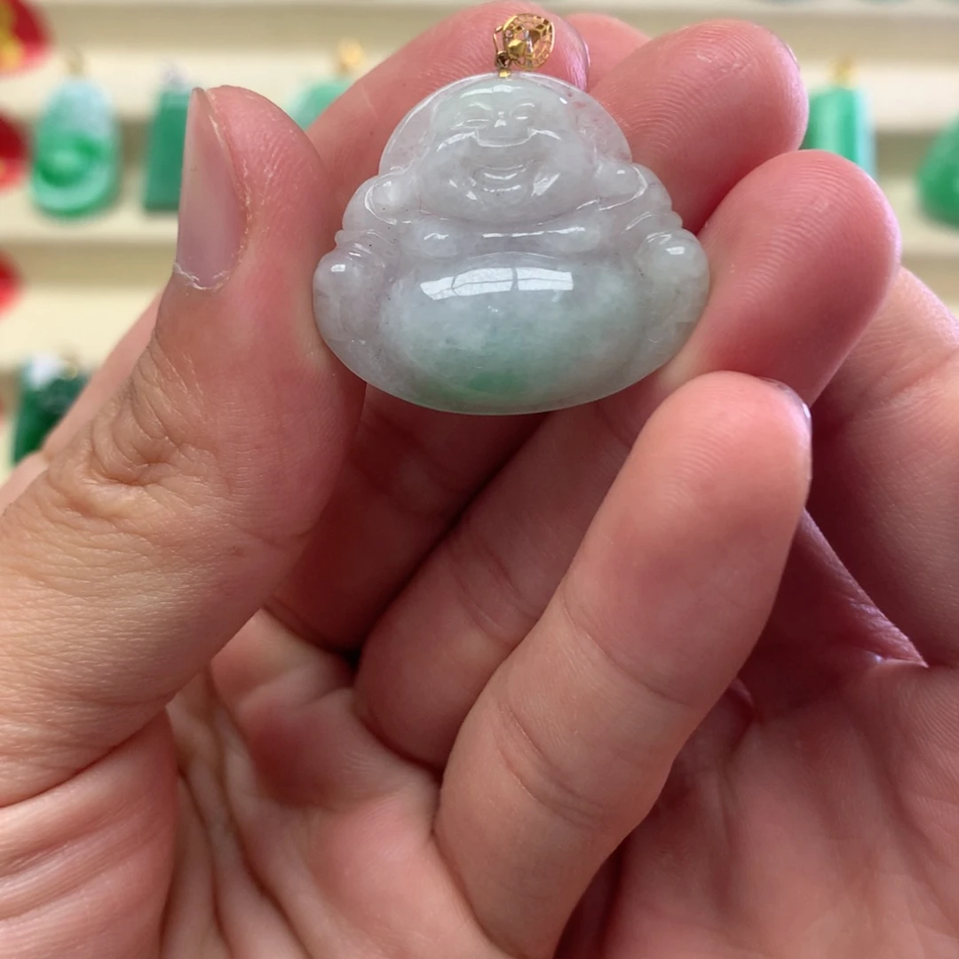 翡翠颈饰18K金镶嵌挂件