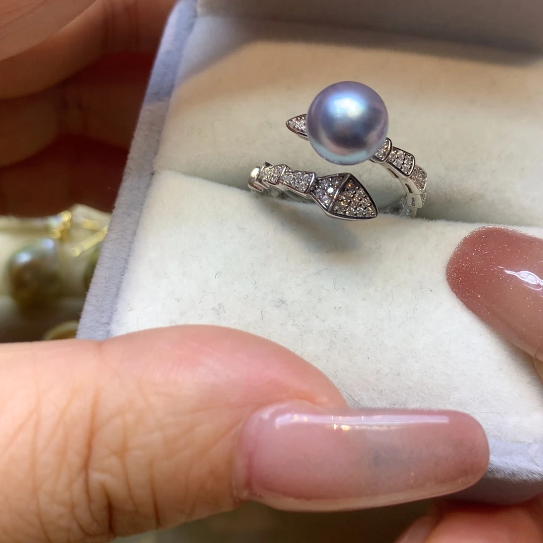 银S925镶嵌戒指海水珍珠