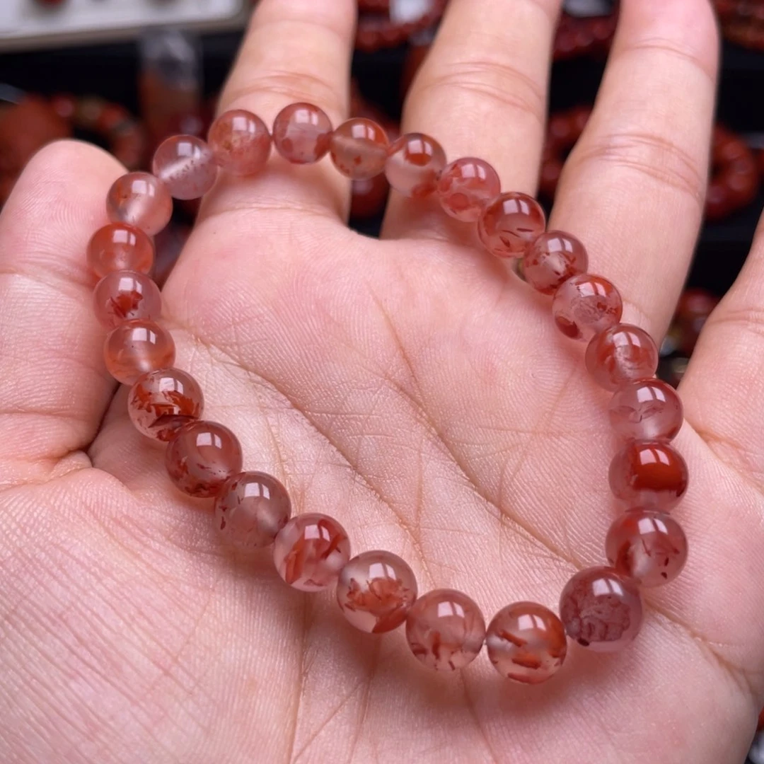 南红玛瑙未镶嵌珠宝奇石单圈7.5mm