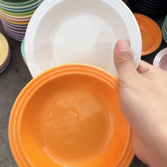 盘外贸单2个陶瓷月烧