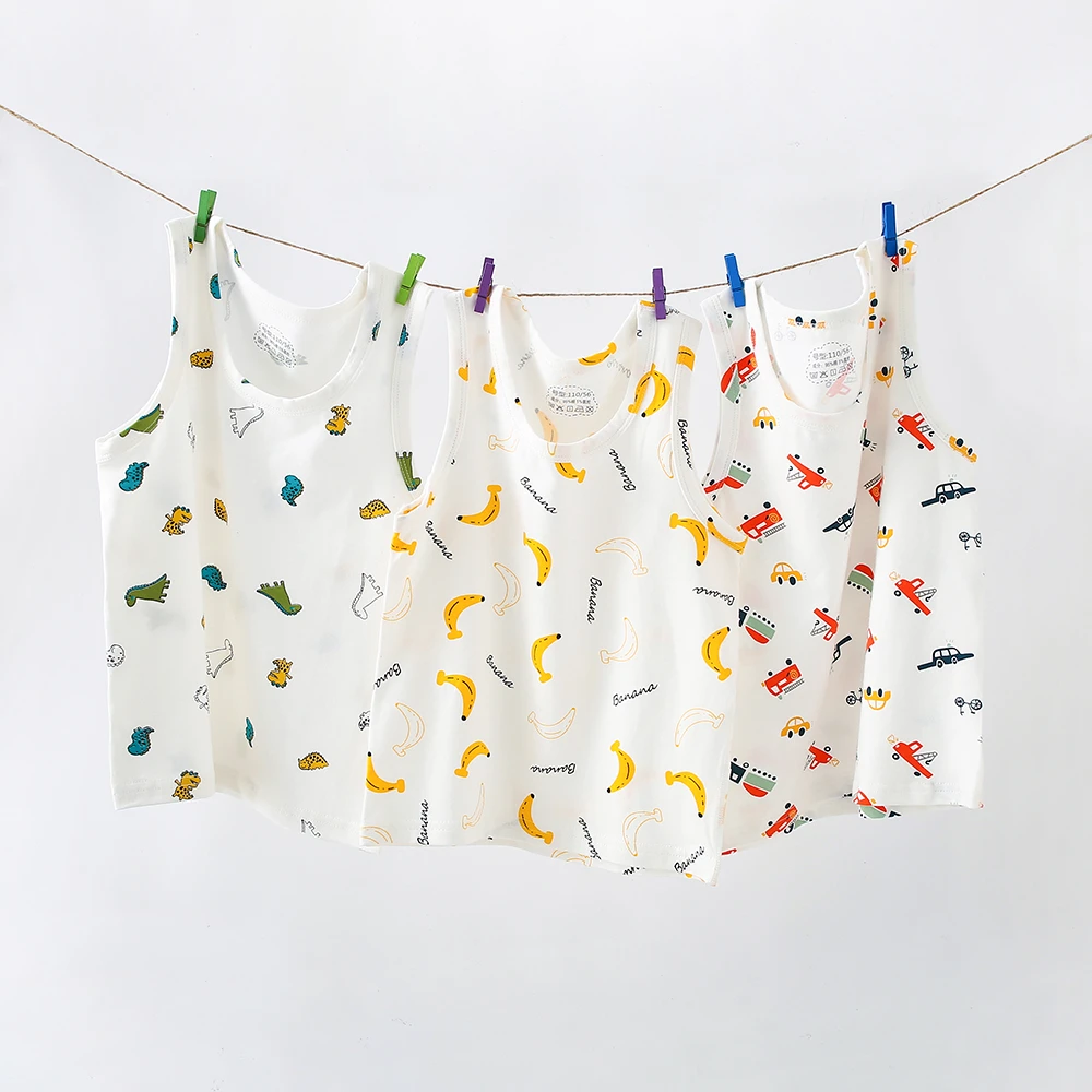极璞2件背心棉打底夏季透气外穿无袖清新圆领卡通印花