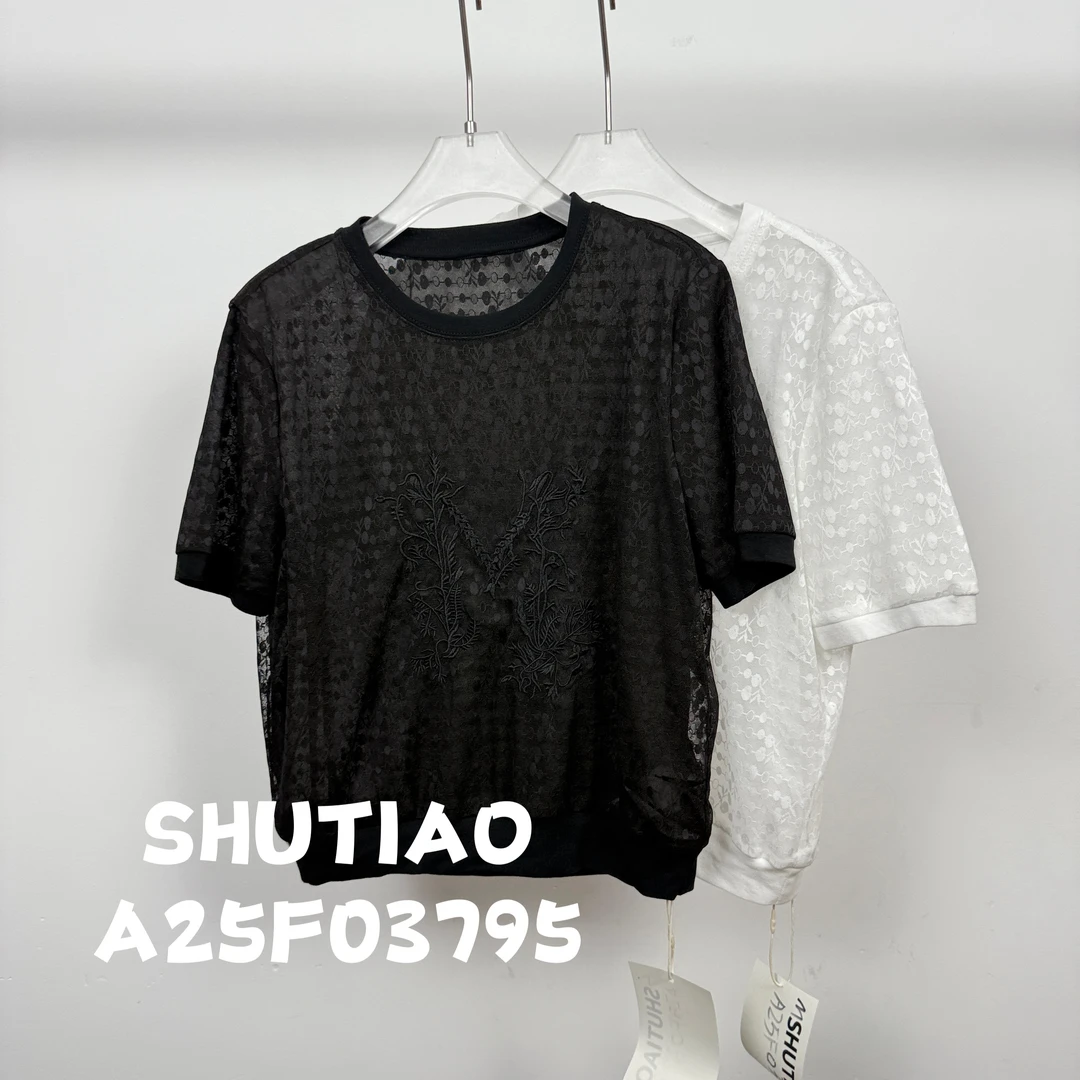 【SHUTIAO】2025夏季：新款小众设计款T恤A25F03795