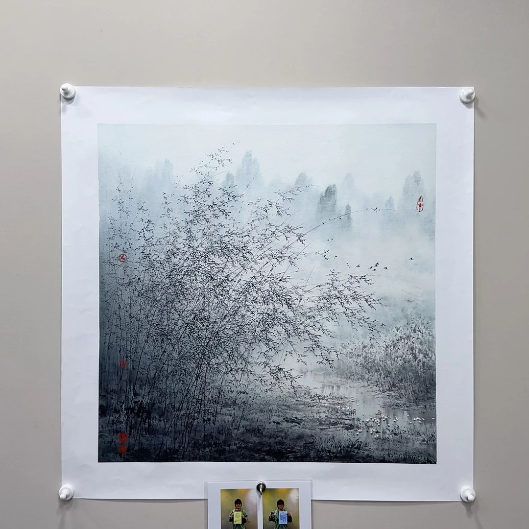 国画烟雨漓江开拓者木春作品68✖️68 终身保真