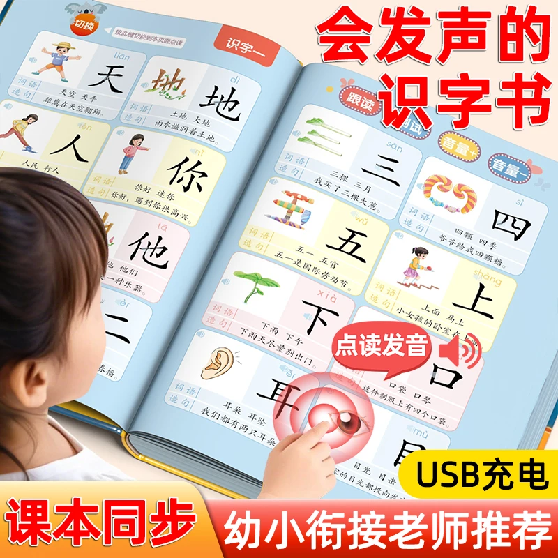 儿童识字大王300字点读机认字卡片早教有声发声书幼儿园宝宝启蒙