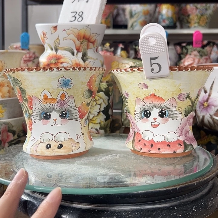 满38包邮 景德镇手绘花盆