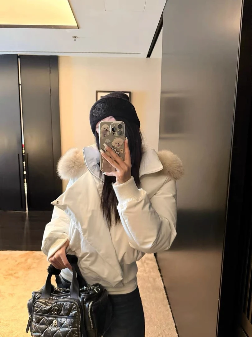可拆卸狐狸毛领设计感加厚保暖显瘦90白鸭绒秋冬新款棉衣外套女