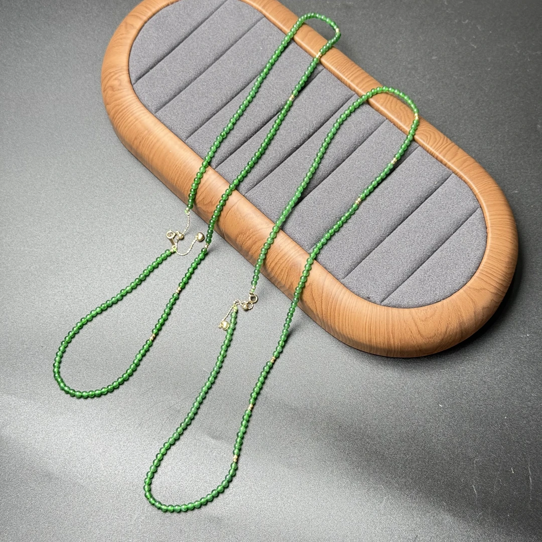 【绿庄】-6582-L12-大概尺寸（2.8mm+）-18k翡翠项链-多样性/发一件