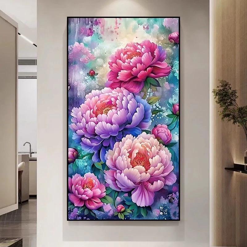 【美娜丽莎】客厅玄关画落英缤纷十字绣满绣无勾边64色60X105cm