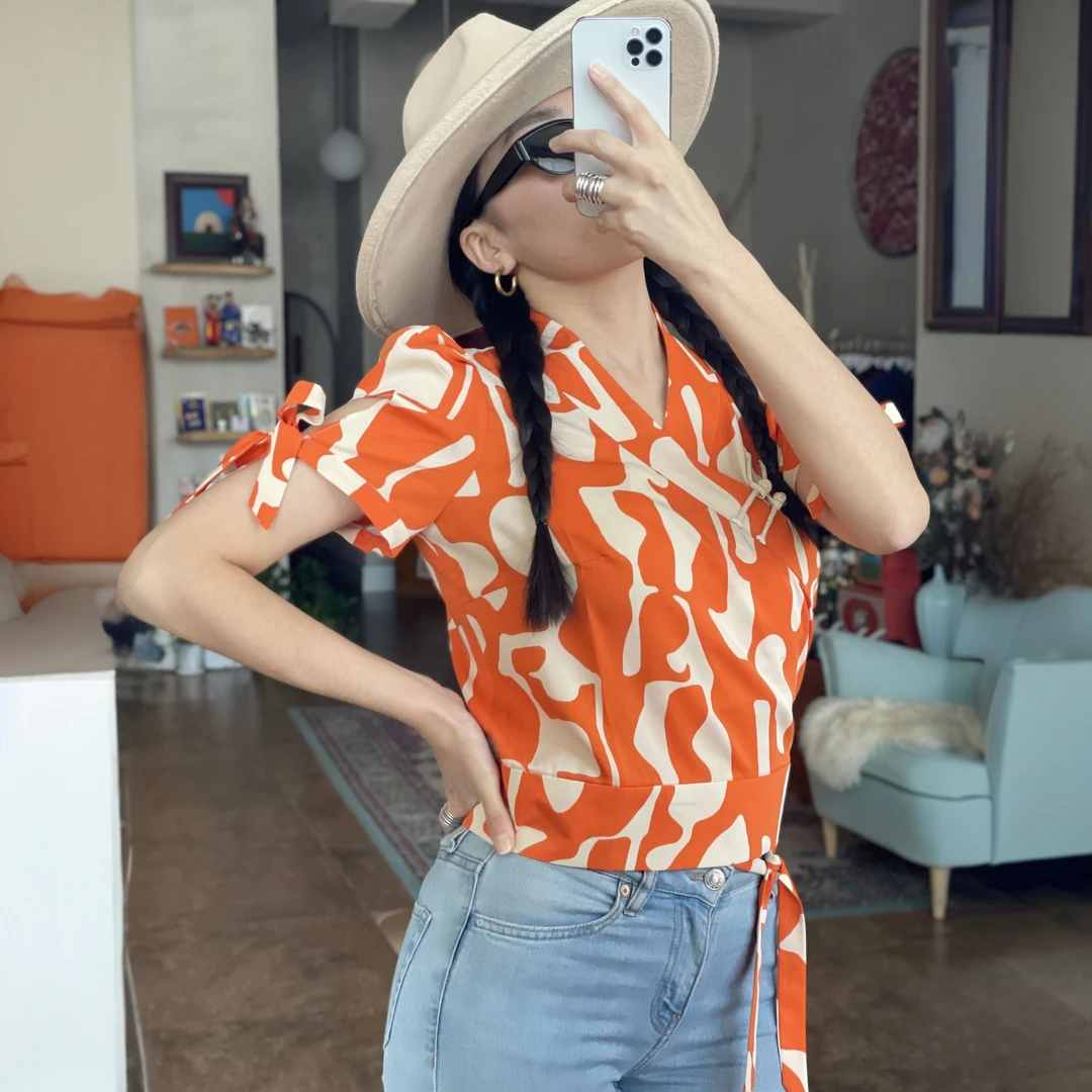 ANAR原创蒙古元素夏季新款上市短袖小上衣凉快显瘦显白短款碎花