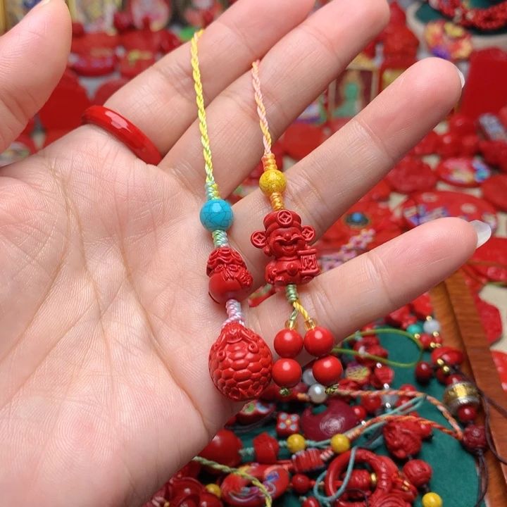 天然辰砂工艺品朱砂手机坠