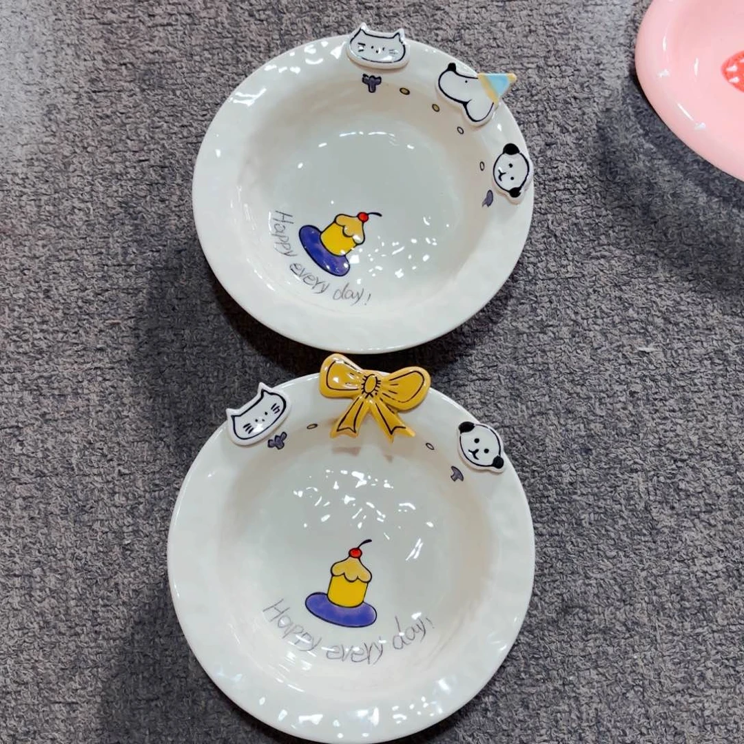 陶瓷纽扣小狗6.5寸餐盘全品一个款式备注