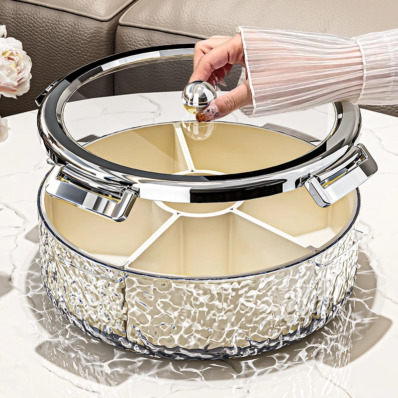 高级感干果盘轻奢多层分格带盖塑料家用客厅水果厨房糖果盘点心盘