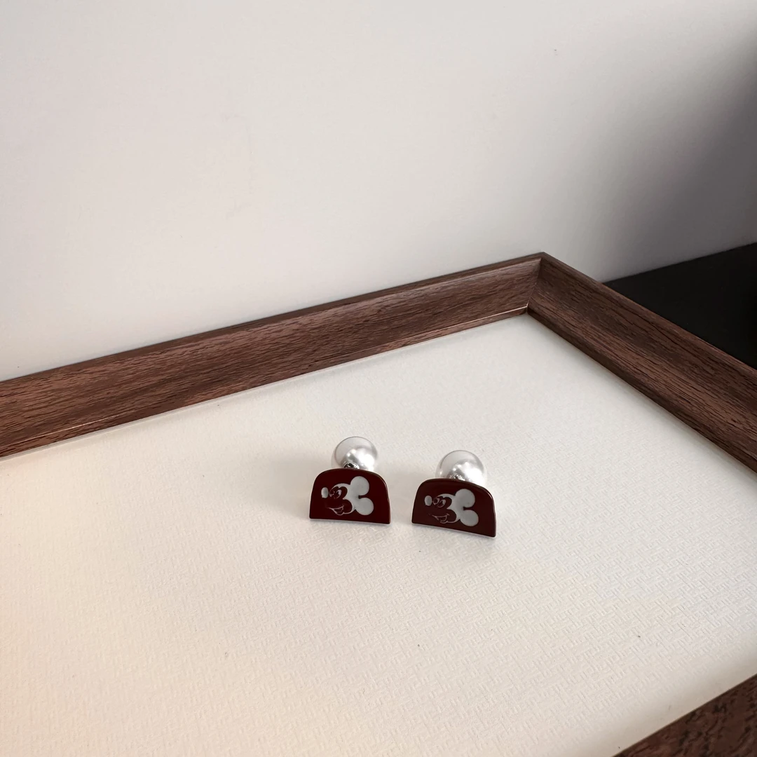 铜合金树脂耳饰 韩版定制安可拉红米奇耳钉1049