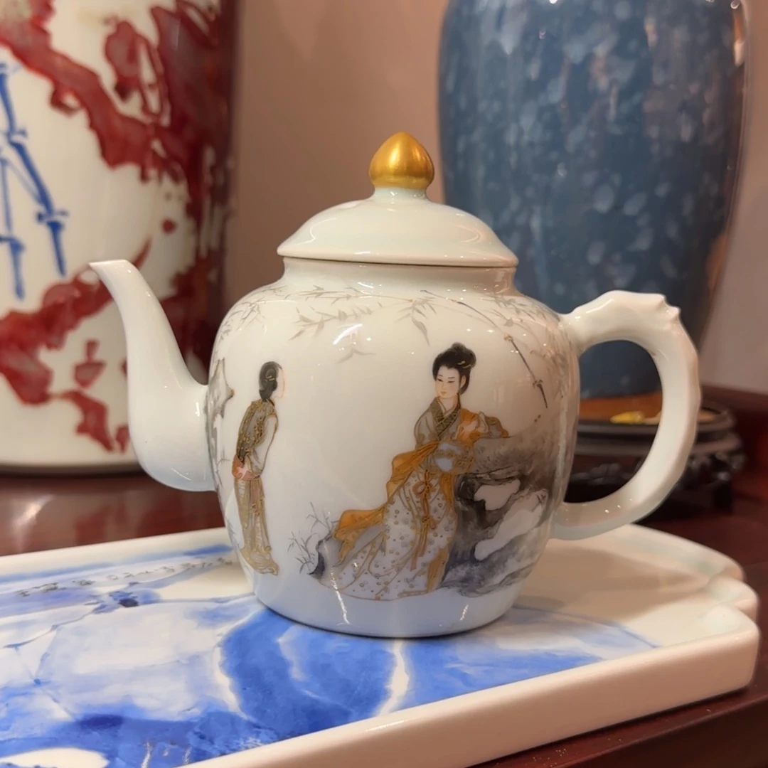 瓷片莫**语陶瓷作品 墨彩描金