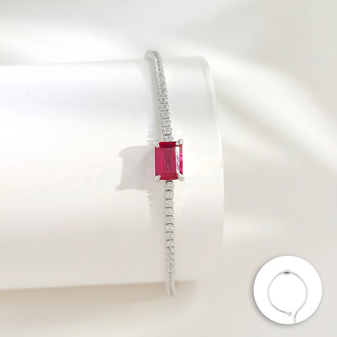 红宝石 BZHF-007411 【朱溪砚韵】S925银 贵气精致女款手链