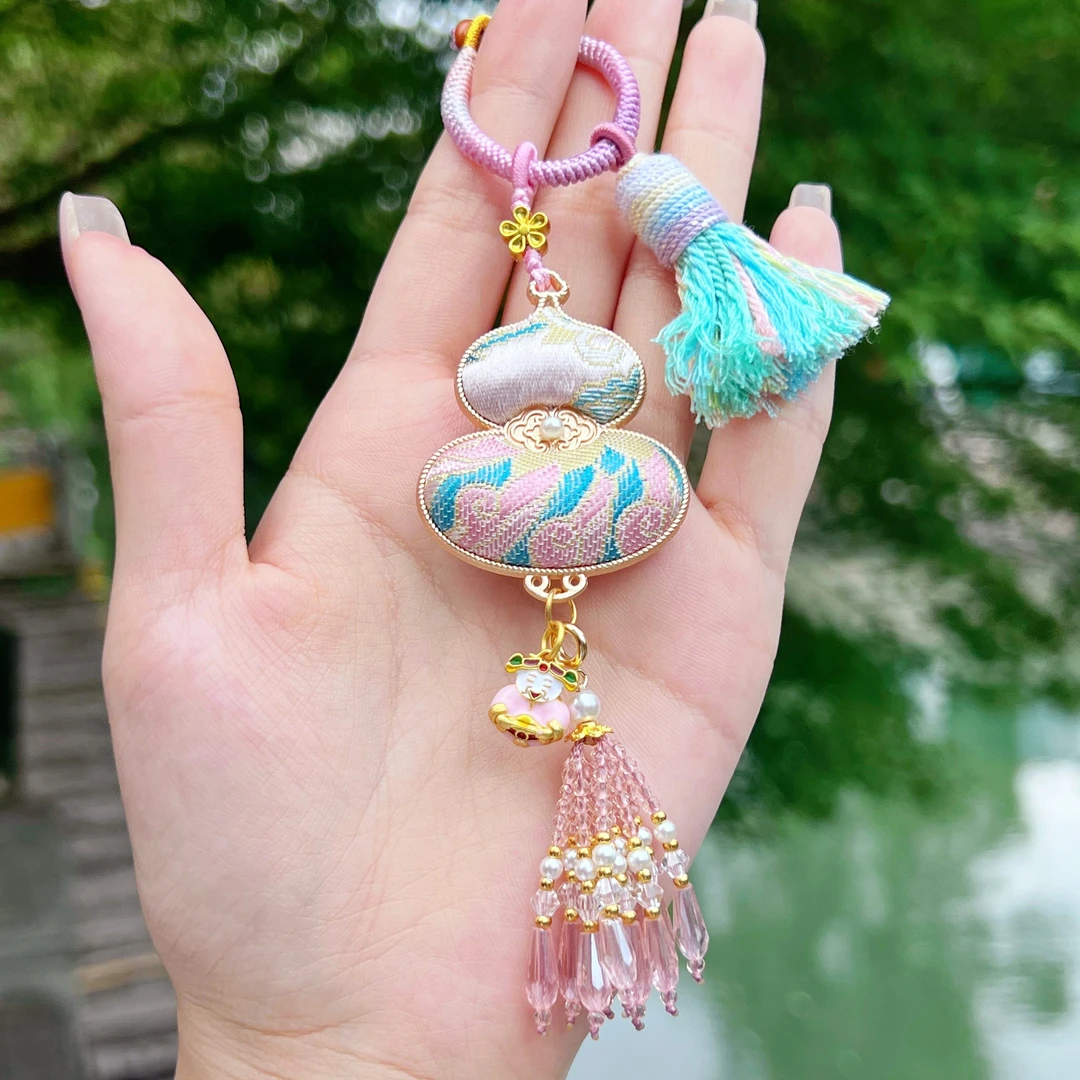 【杭州景区款*宋锦葫芦挂件】国风葫芦挂件 手工编织流苏新中式包挂