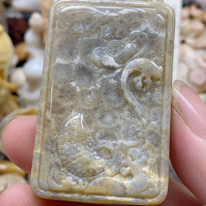 颈饰未镶嵌硅化珊瑚（珊瑚玉）有瑕