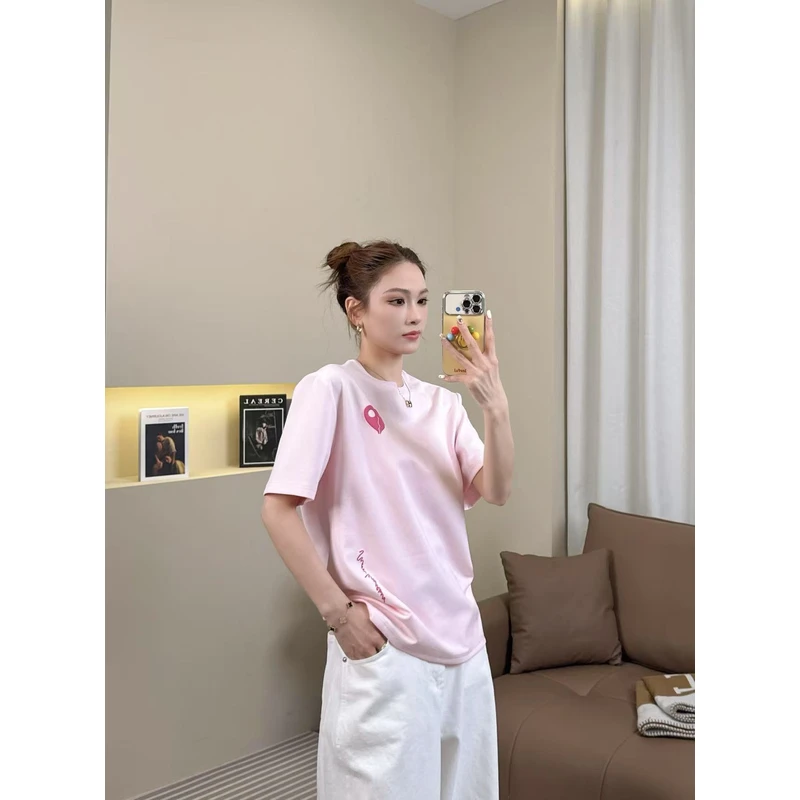 2025夏季纯色印花女款T恤（匹马棉）短袖