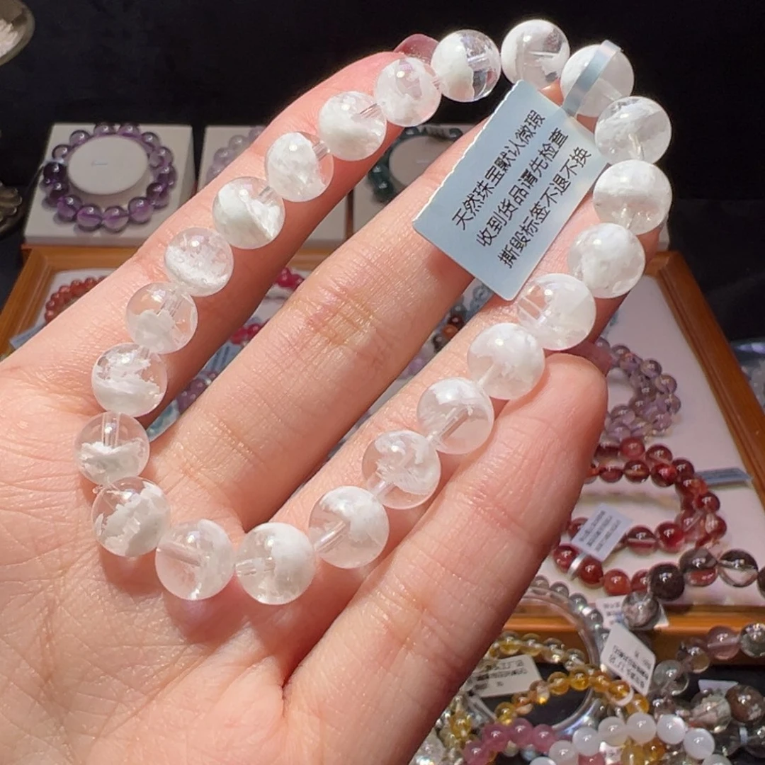 水晶手串未镶嵌F****?8m祖宗级白雪花幽灵