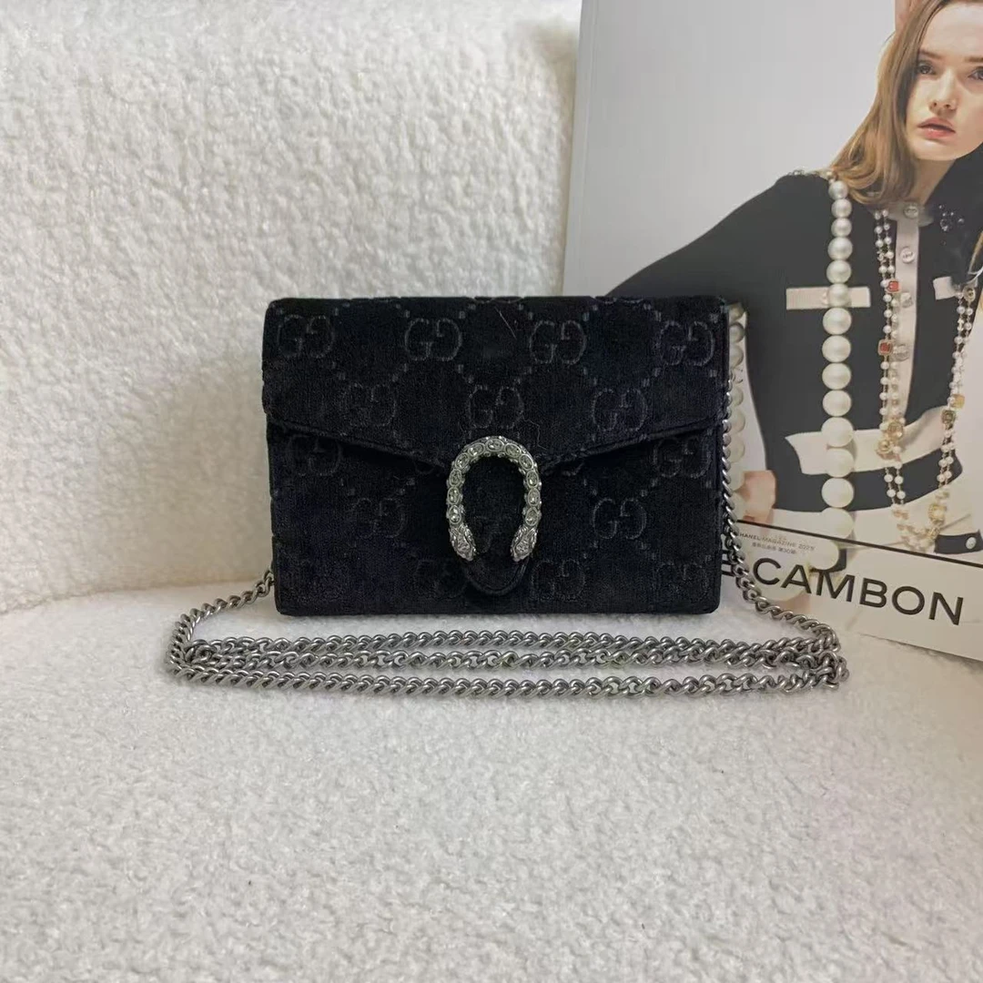 99新 GUCCI/古驰 壹臻/黑色丝绒老花钻扣酒神 woc 24240481