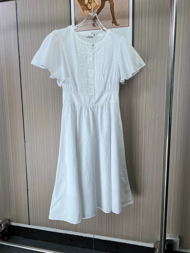 8841欧货品牌撤柜fg女装春夏新款时尚气质喇叭袖收腰连衣裙