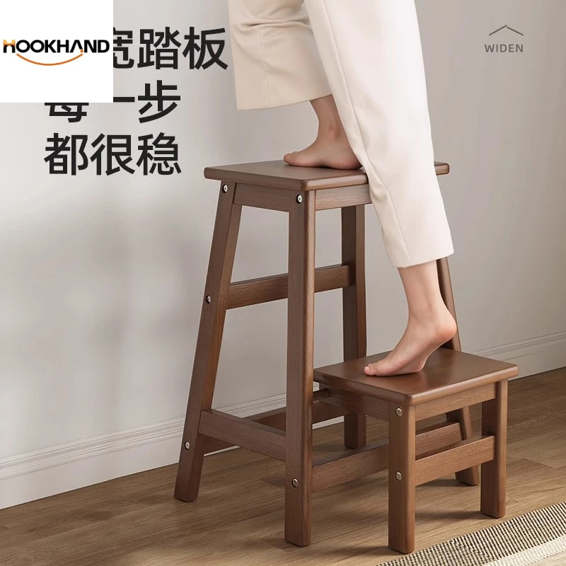实木阶梯凳家用可折叠凳子客厅换鞋凳创意多功能楼梯凳简约高板凳