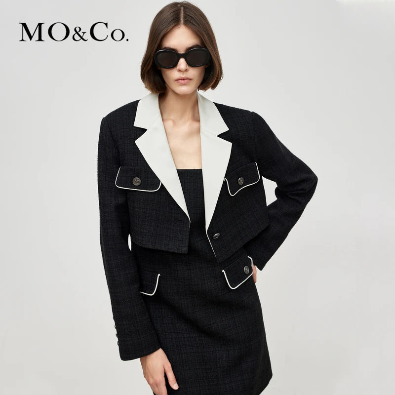 【赵老板专属】MOCO秋季肌理感撞色平驳领短款时尚西装MBB3BLAT12